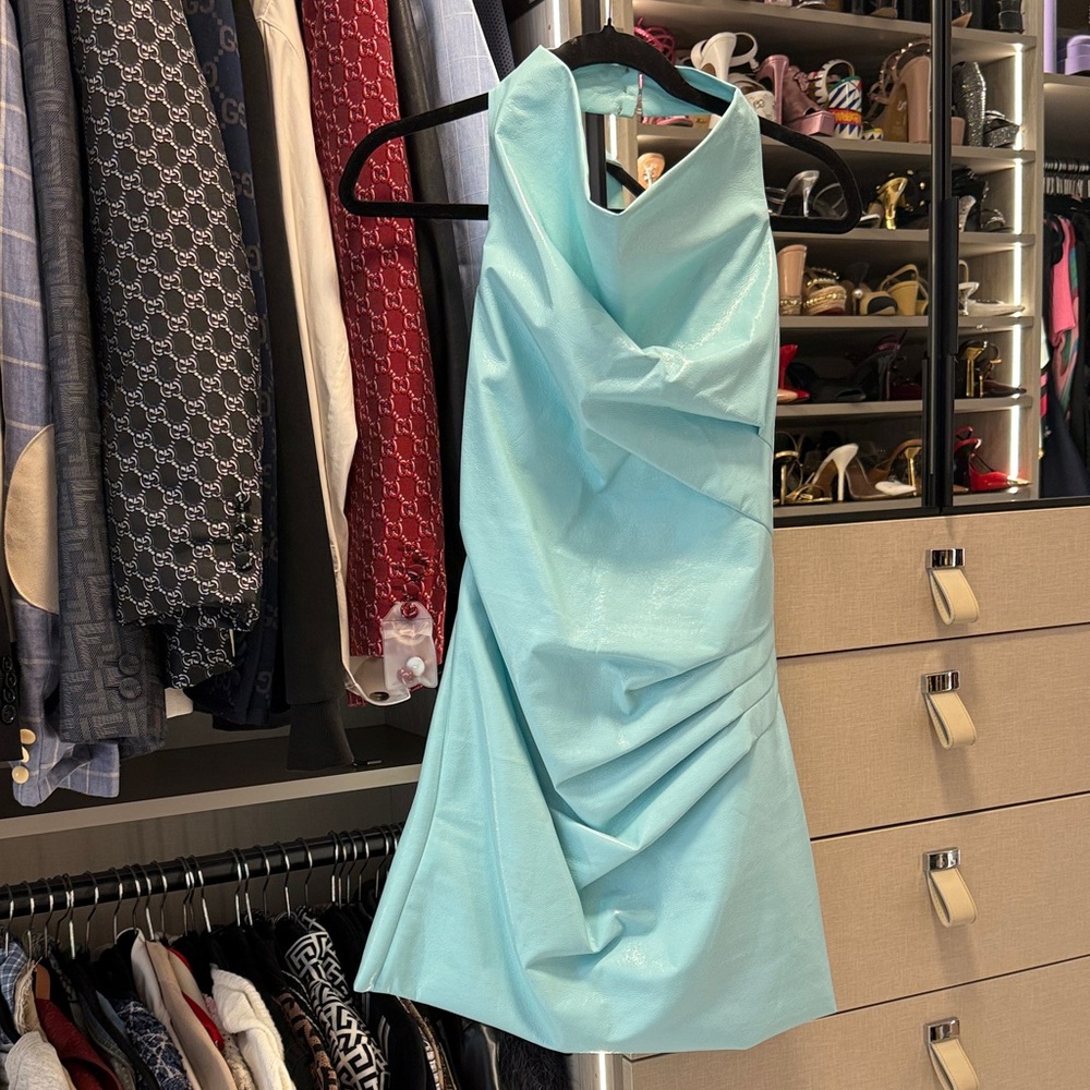 Chic Backless Aqua Dress